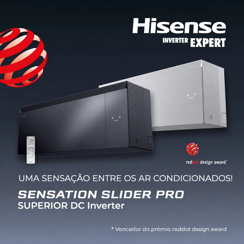 Novidade da Hisense: sistema split SENSATION SLIDER PRO SUPERIOR DC INVERTER