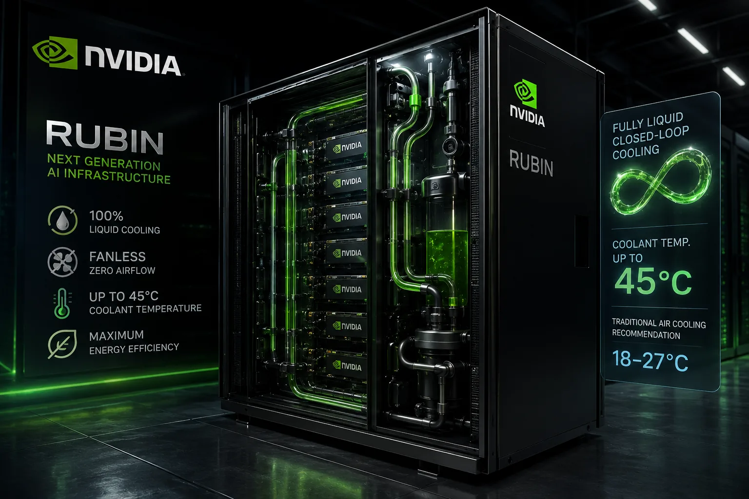 NVIDIA повышает температуру охлаждения дата-центров до 45 °C