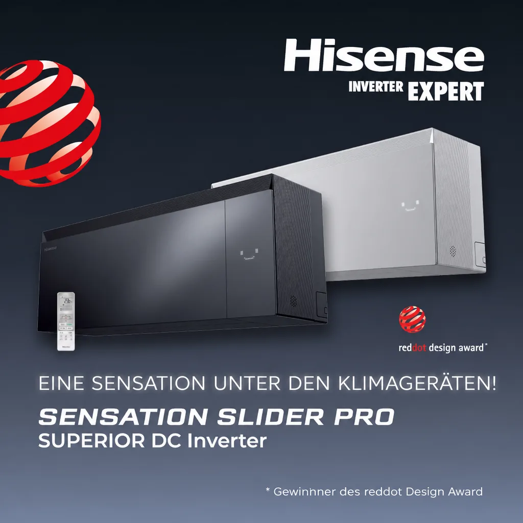 Neu von Hisense: Split-System SENSATION SLIDER PRO SUPERIOR DC INVERTER