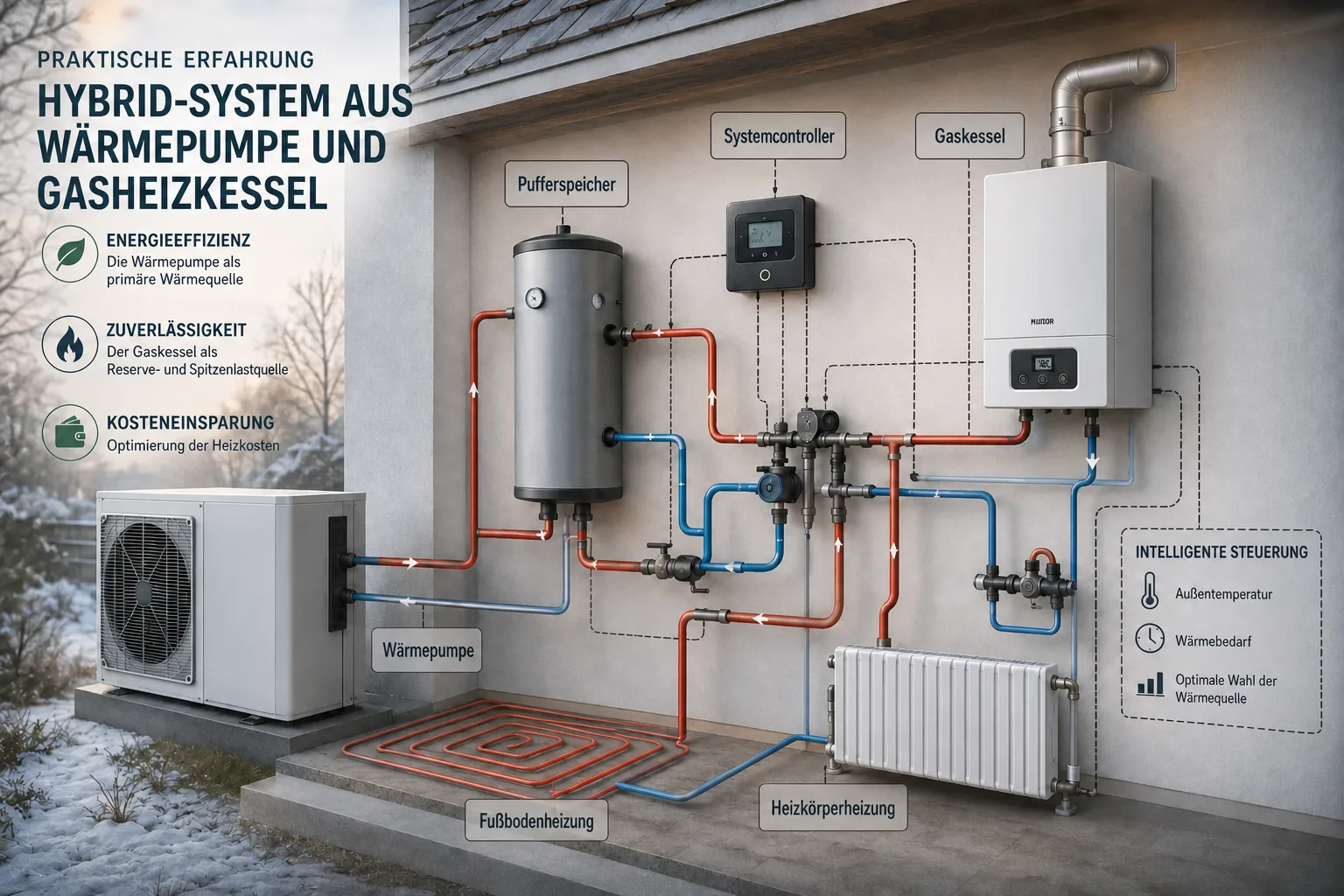 Praxiserfahrung mit einem Hybridsystem aus Wärmepumpe und Gaskessel