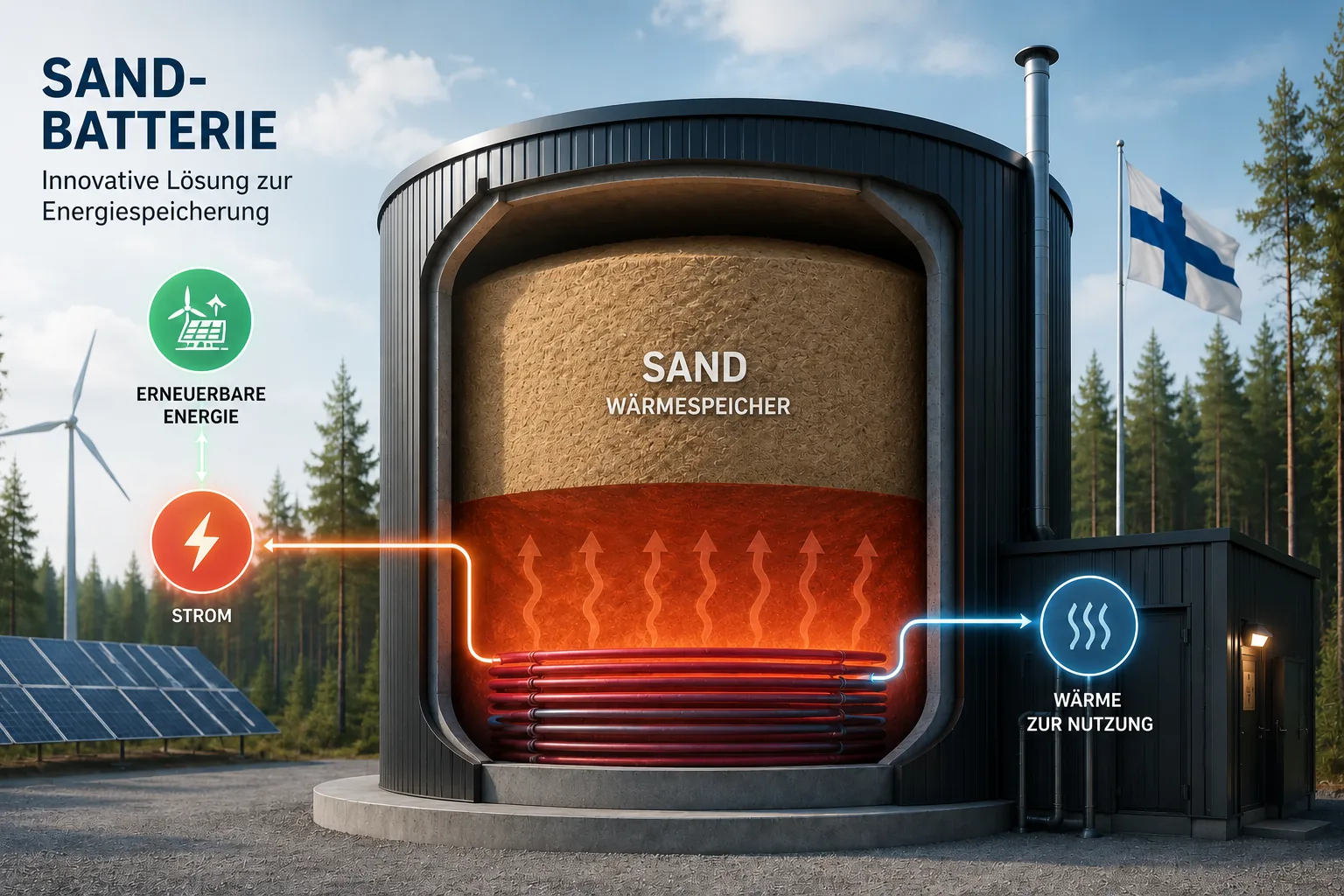 Finnische Wissenschaftler entwickeln eine „Sandbatterie“ zur Energiespeicherung